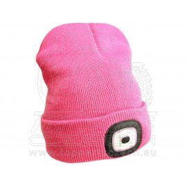 čepice s čelovkou, nabíjecí, USB, růžová, univerzální velikost