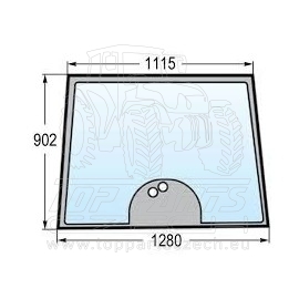 4274322M1 Přední sklo  s rovnou podlahou, 2-díry, výška 902 mm