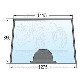 4282184M1 Přední sklo  u podlah s tunelem, 3-díry, výška 850 mm